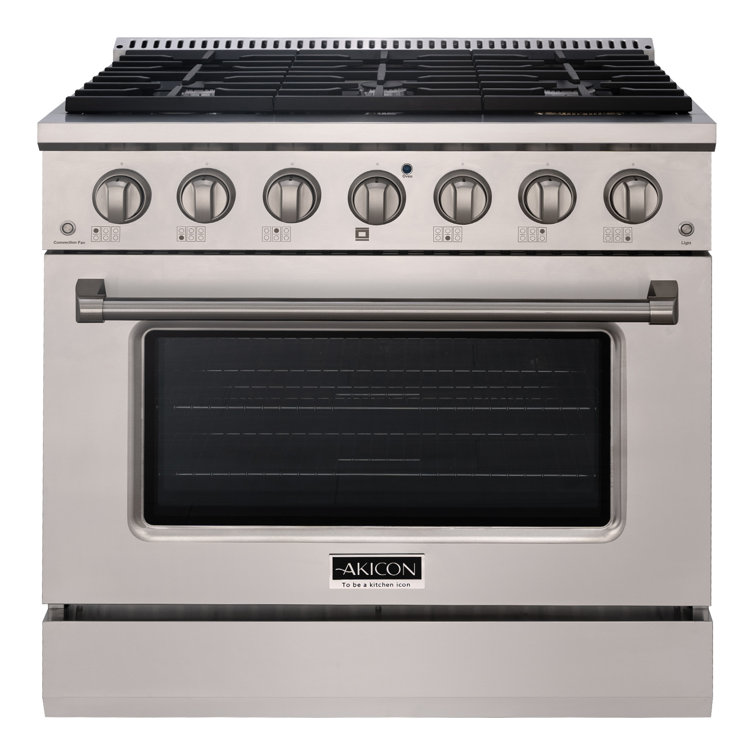 Akicon 36" Stainless Steel Natural Gas Range with Convection and 6 Burners