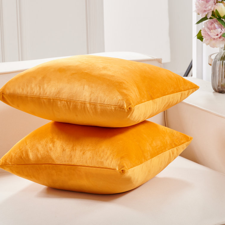 Golden Yellow Velvet 20x20 Pillow Covers Set