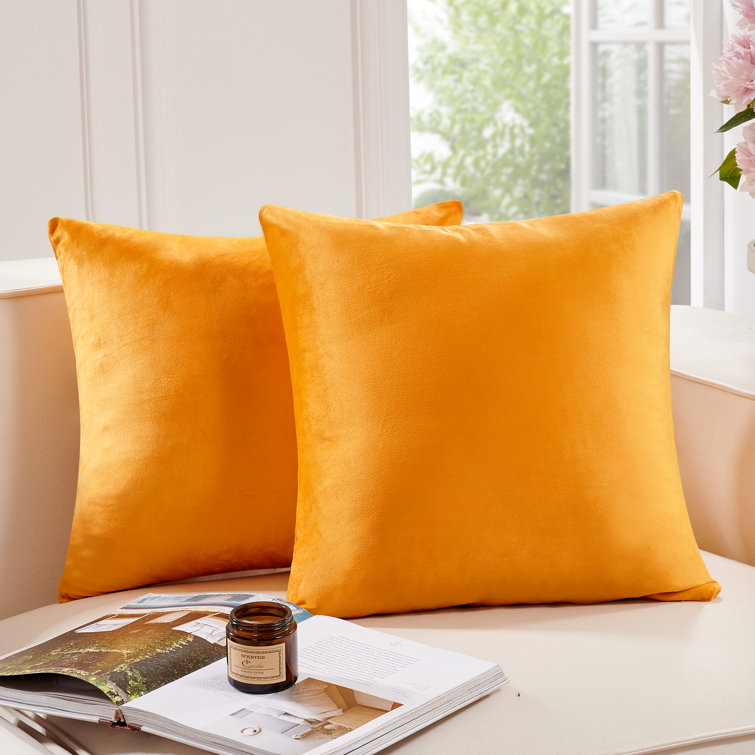 Golden Yellow Velvet 20x20 Pillow Covers Set