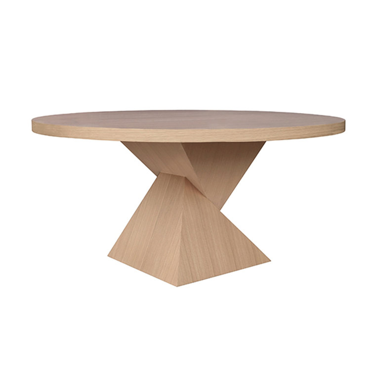 Natural Oak Round Sculptural Base Dining Table