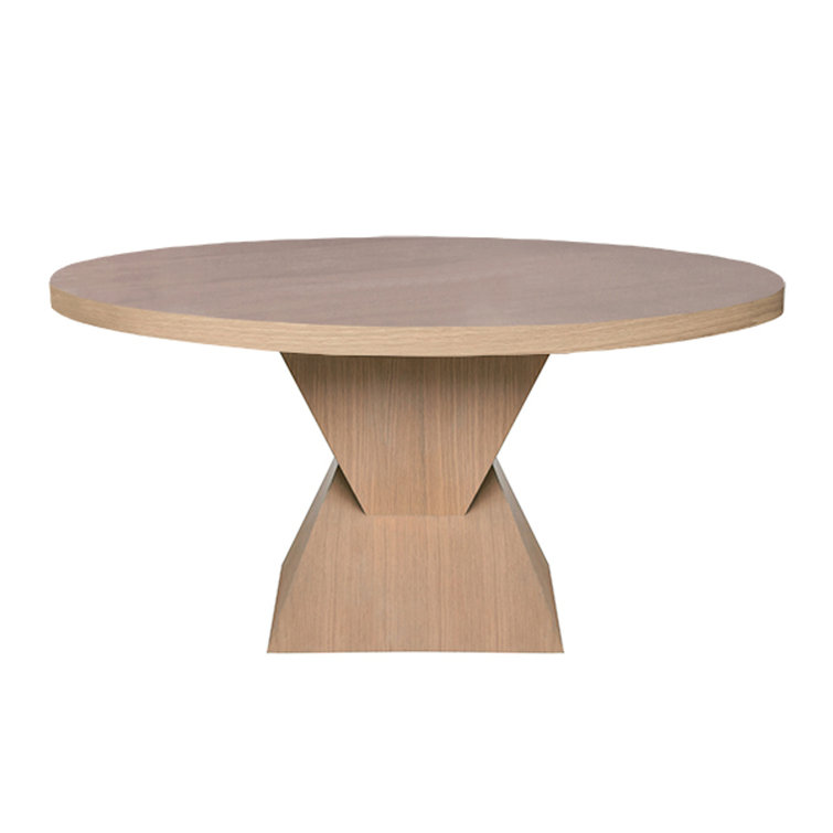 Natural Oak Round Sculptural Base Dining Table