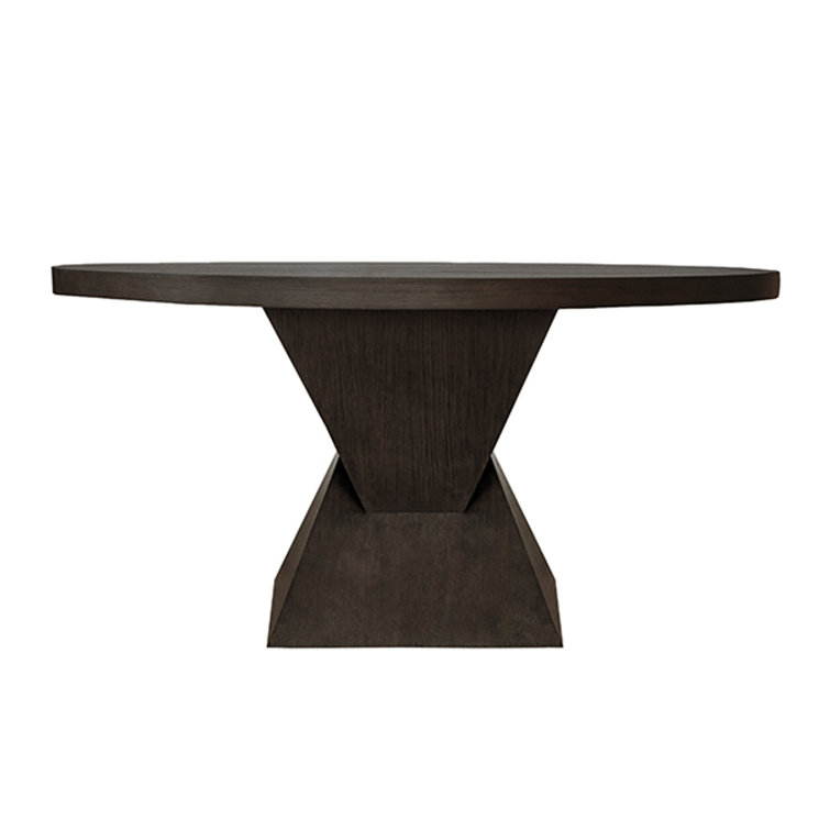 Dark Espresso Oak Round Dining Table with Twist Base