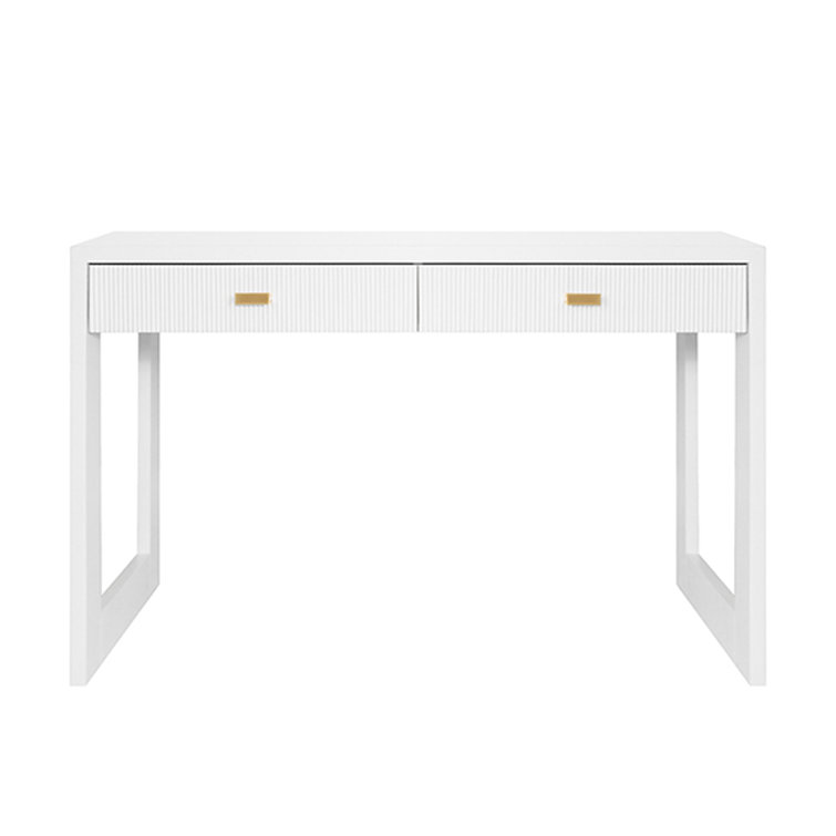 Matte White Lacquer Home Office Desk with Two Drawers