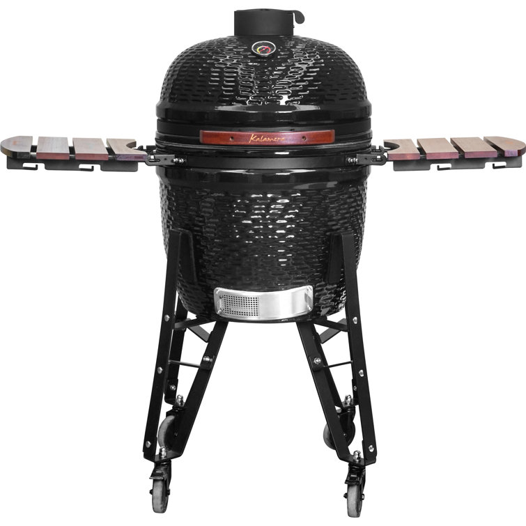 Kalamera 18'' Red Ceramic Kamado Charcoal Grill with Folding Shelves