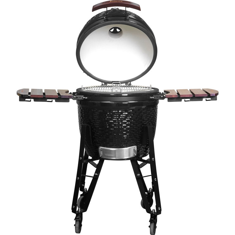 Kalamera 18'' Red Ceramic Kamado Charcoal Grill with Folding Shelves