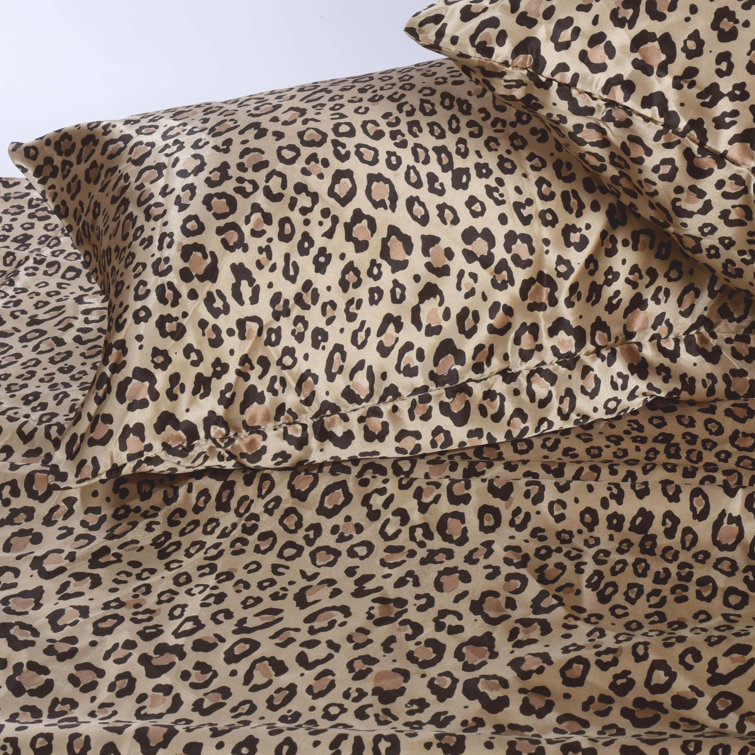 Leopard Print Satin Silk Standard Pillowcases Set of 2