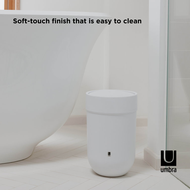 Sleek 1.6 Gallon White Plastic Swing-Top Waste Bin