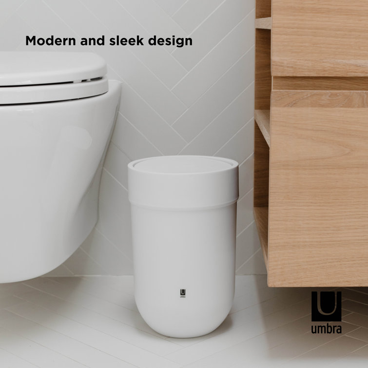 Sleek 1.6 Gallon White Plastic Swing-Top Waste Bin