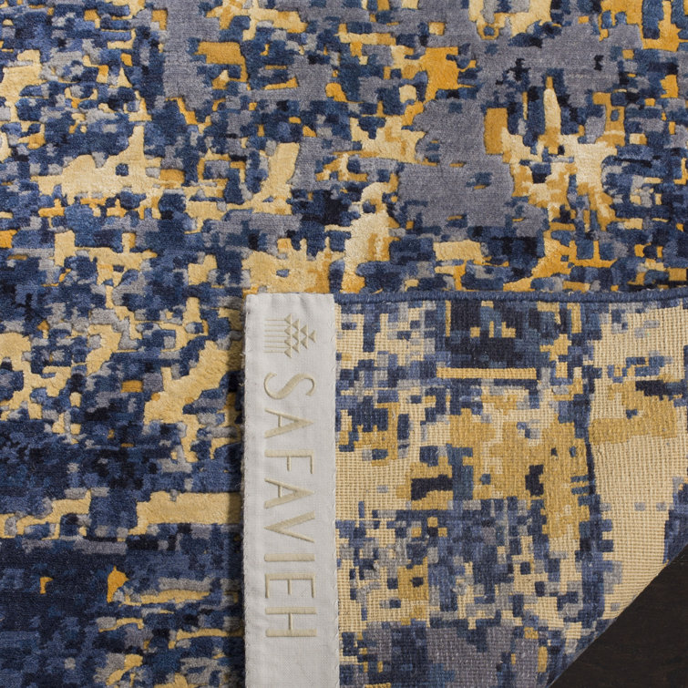 Twilight Blue Hand-Knotted Wool Silk 6' x 9' Rug
