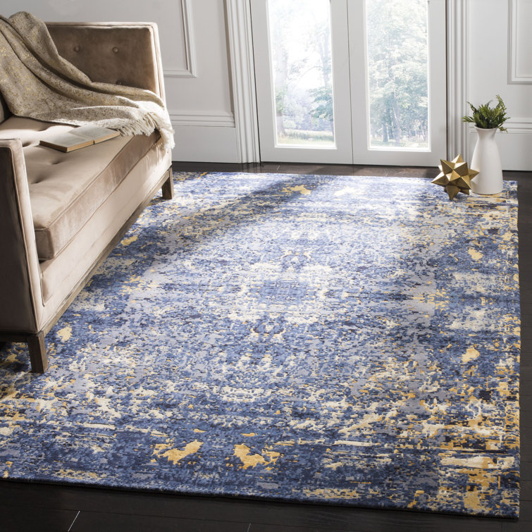 Twilight Blue Hand-Knotted Wool Silk 6' x 9' Rug