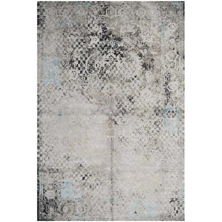 Centennial Light Blue Hand-Knotted Wool and Silk Rug
