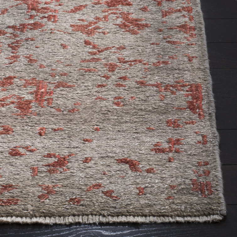 Centennial Gray and Orange Hand-Knotted Floral Wool Rug