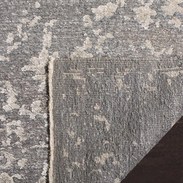 Gray Hand-Knotted Wool and Silk 6' x 9' Area Rug