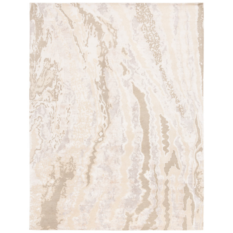 Ivory Hand-knotted Wool and Silk 10' x 14' Area Rug