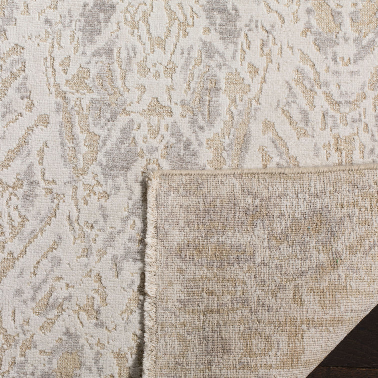 Ivory Hand-Knotted Wool and Silk 6' x 9' Rug