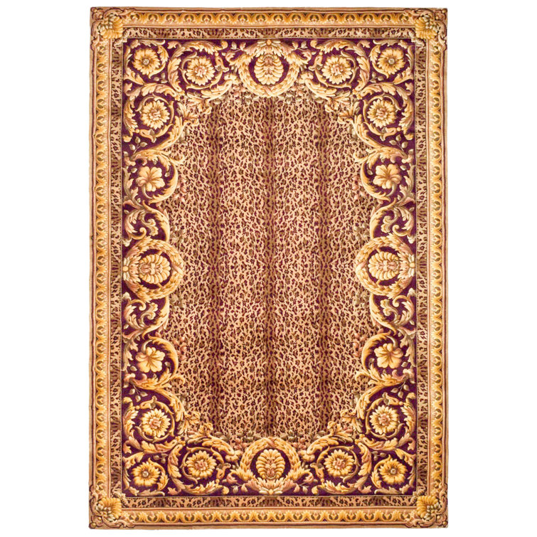 Florence Hand-Knotted Wool Oriental Rug in Rich Gold and Burgundy