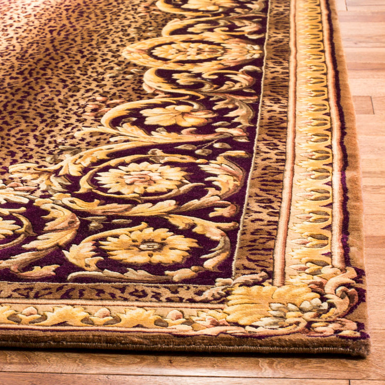 Florence Hand-Knotted Wool Oriental Rug in Rich Gold and Burgundy