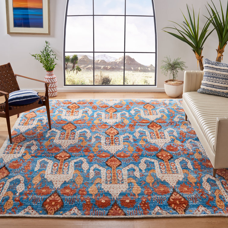 Luxor Hand-Knotted Geometric Silk and Viscose 9' x 12' Rug