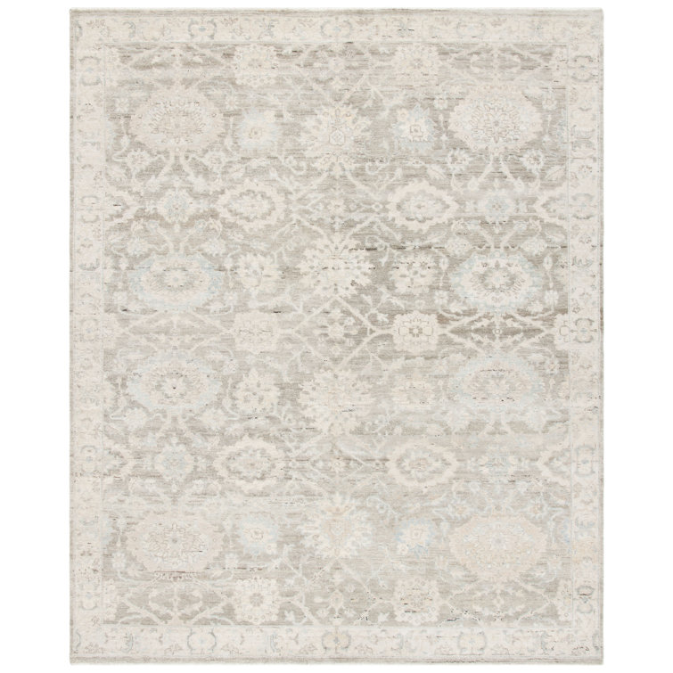 Ivory Hand-Knotted Wool 8' x 10' Rectangular Rug
