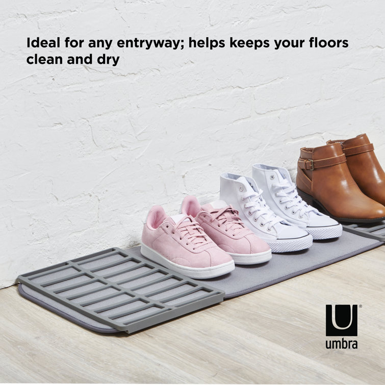 Compact Charcoal Gray Shoe Drying Rack with Ultra-Absorbent Mat