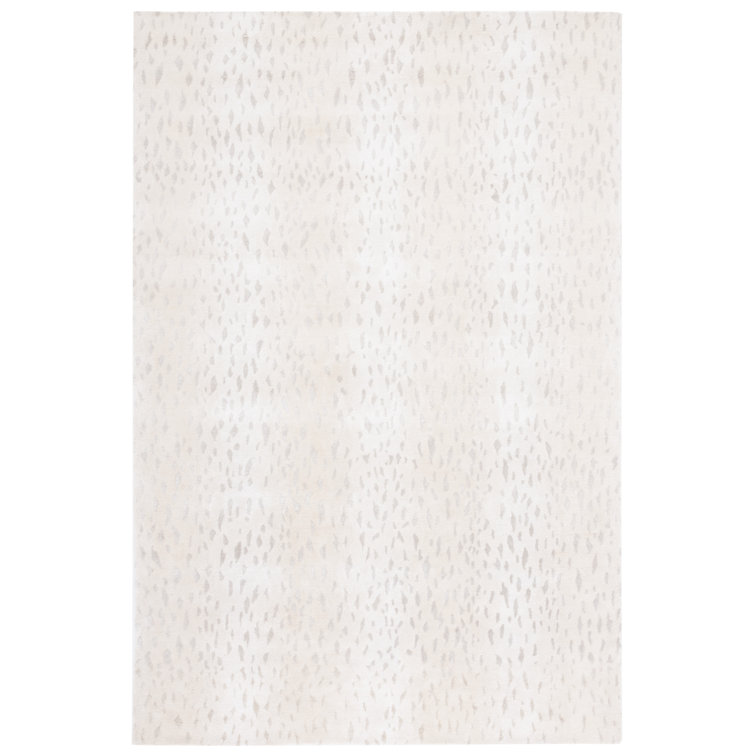 Ivory Geometric Hand-Knotted Wool Area Rug