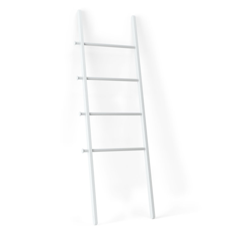 White Ash and Poplar Wood Blanket Ladder with Metal Bars