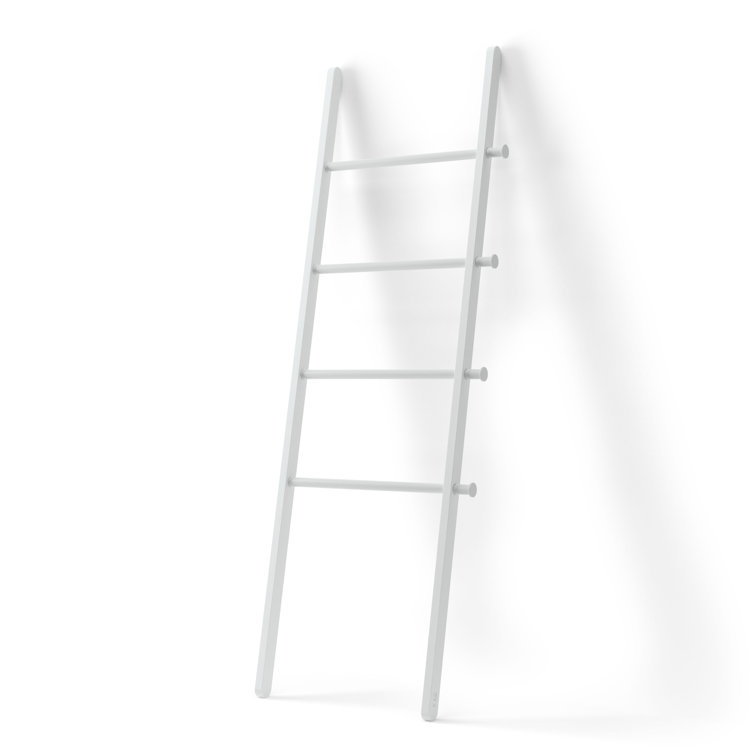 White Ash and Poplar Wood Blanket Ladder with Metal Bars