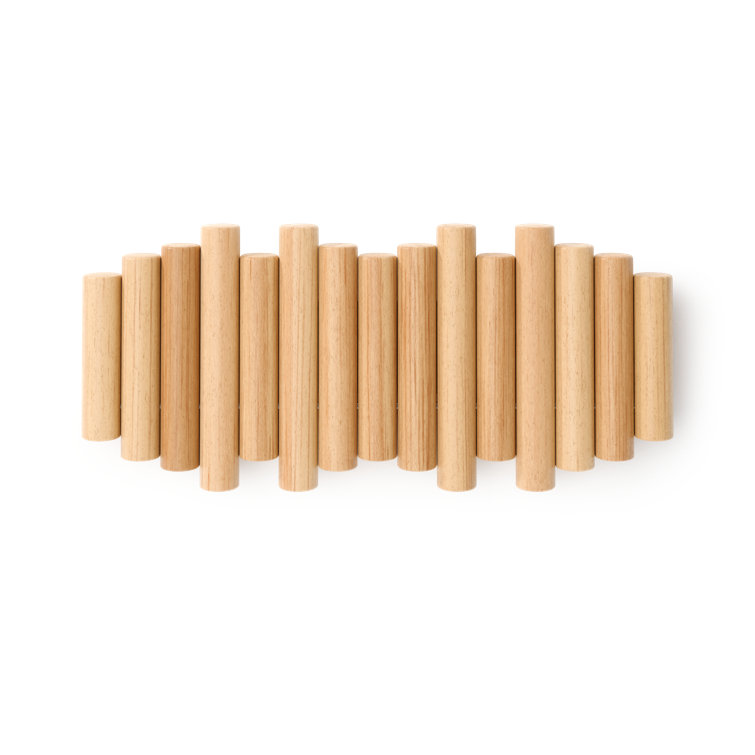 Beveled Pine Wood Wall Art with 5 Flip-Down Hooks