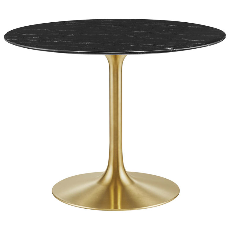 47" Round Black Marble Dining Table with Gold Base