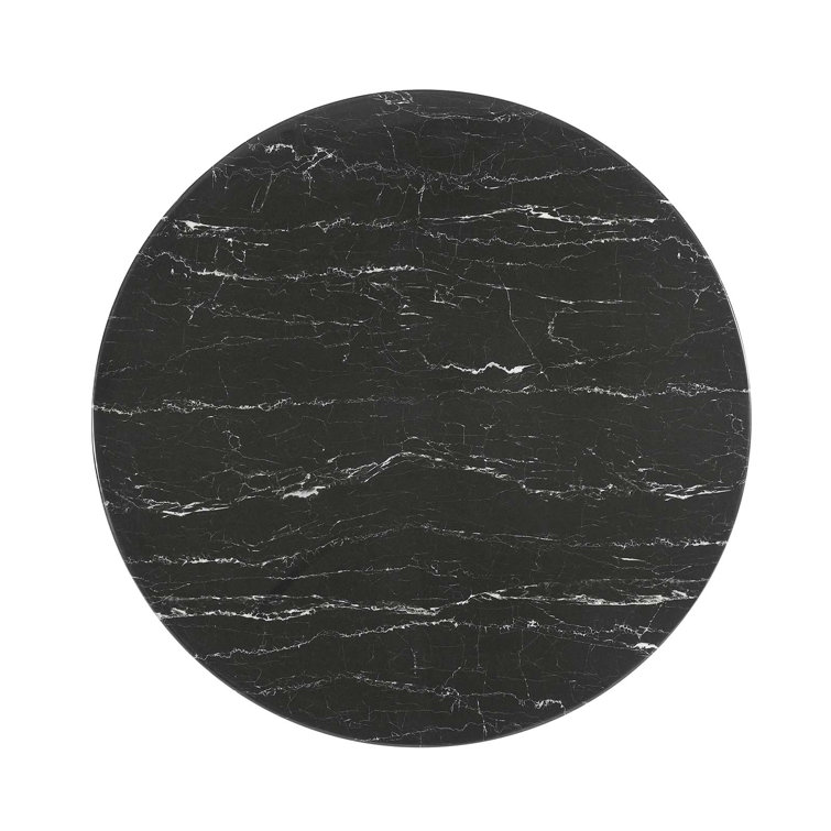 47" Round Black Marble Dining Table with Gold Base