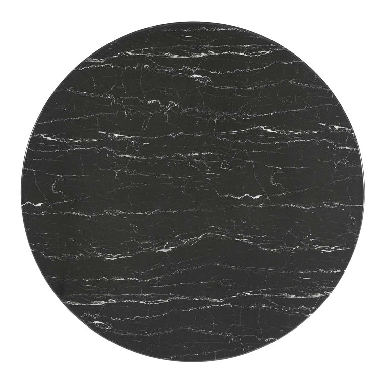 47" Round Black Marble Dining Table with Gold Base