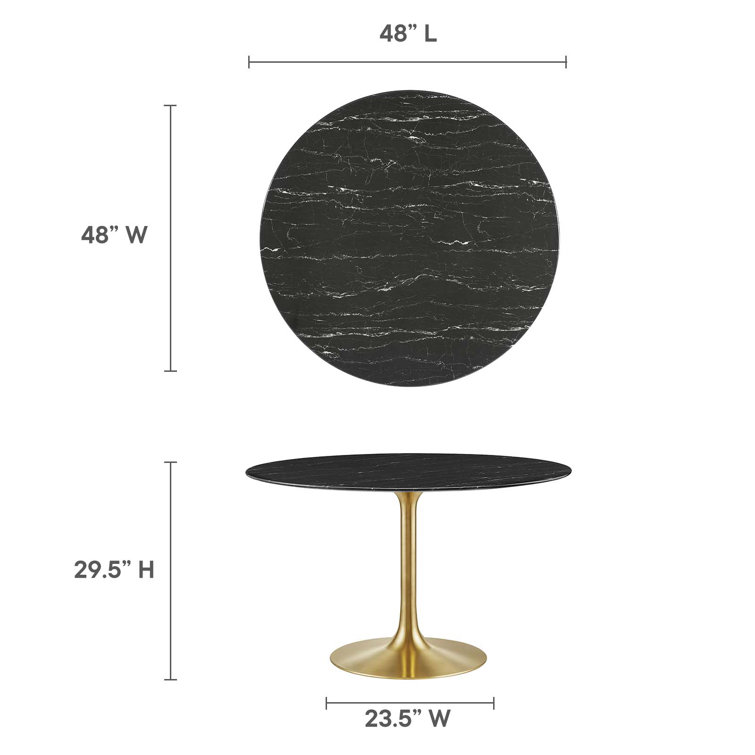 47" Round Black Marble Dining Table with Gold Base