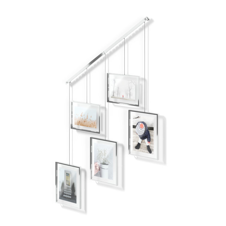 Chrome Floating Wall-Mounted 4x6 Picture Frame Set