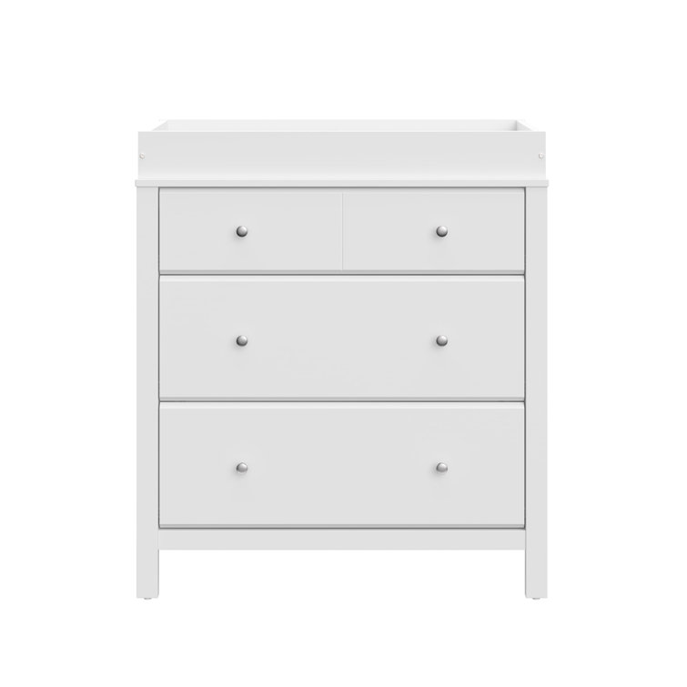 White 3-Drawer Dresser with Changing Topper