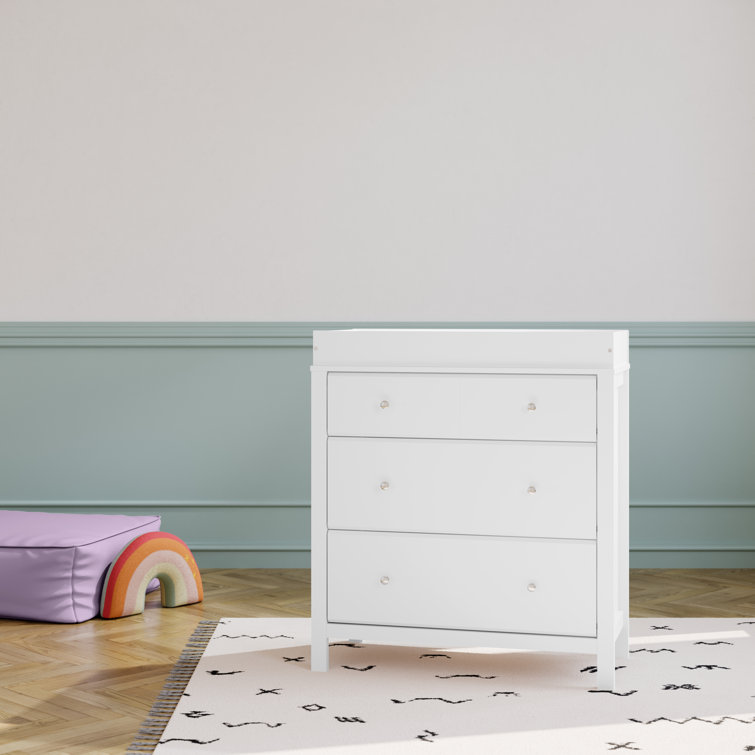 White 3-Drawer Dresser with Changing Topper