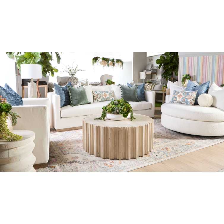 Elegance Reclaimed Pine Round Coffee Table in White Wash