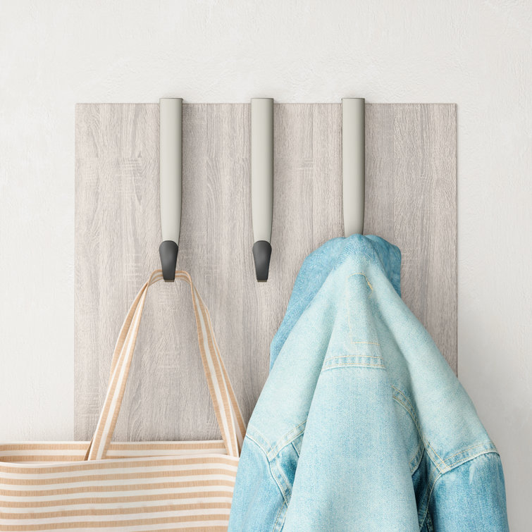 Sleek Nickel and Black Rubber Over-the-Door Triple Towel Hook