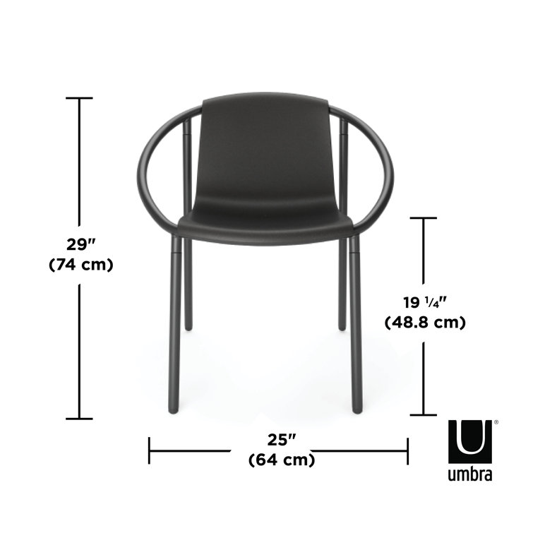 ErgoStack Black Metal and Wood Composite Outdoor Lounge Chair
