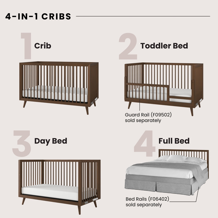 Cranbrook Toasted Chestnut Pine Wood Convertible Crib