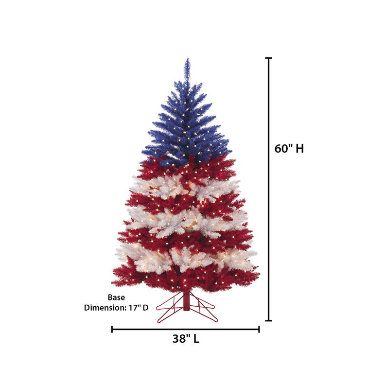 5-Foot Patriotic Red, White, and Blue Pre-Lit Christmas Tree