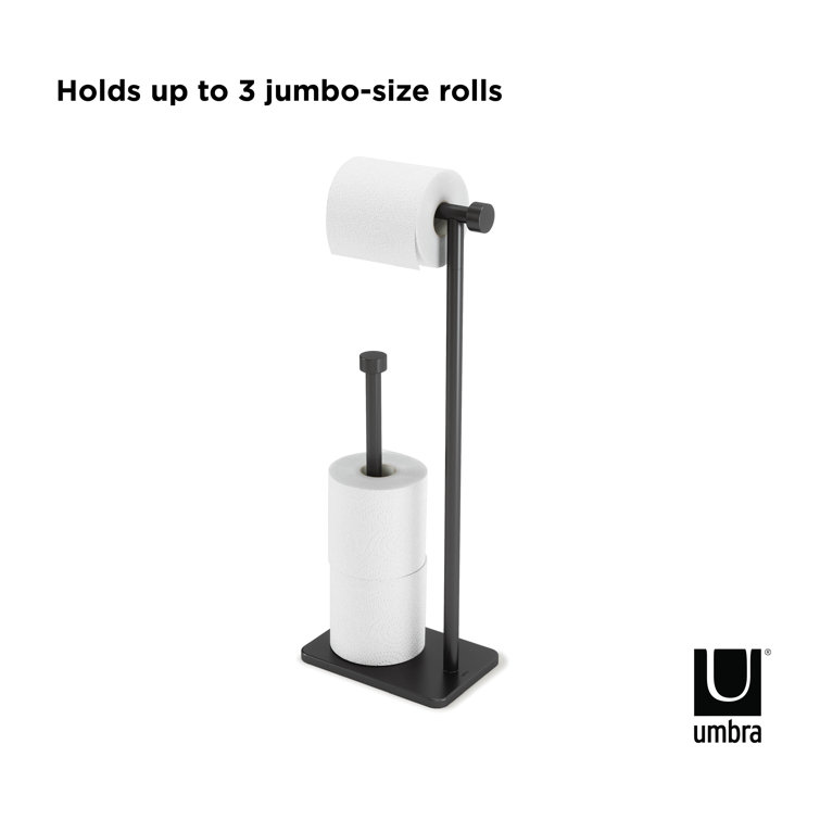 Black Freestanding Toilet Paper Holder with Reserve