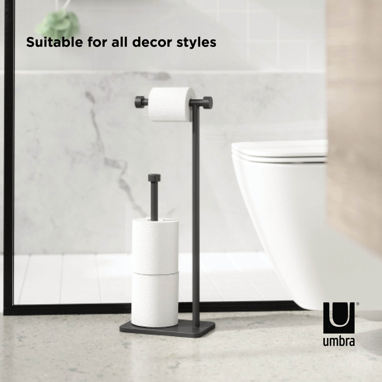 Black Freestanding Toilet Paper Holder with Reserve