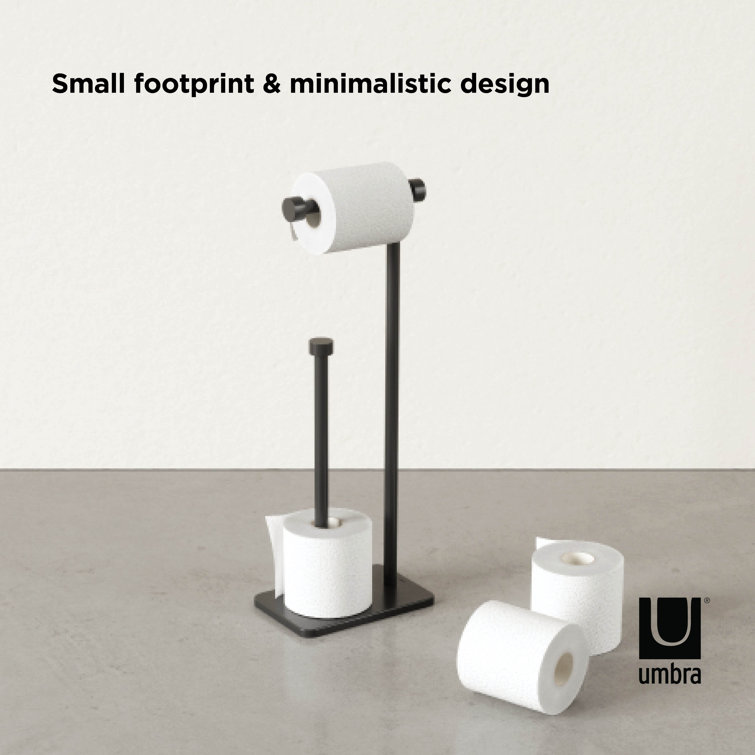 Black Freestanding Toilet Paper Holder with Reserve