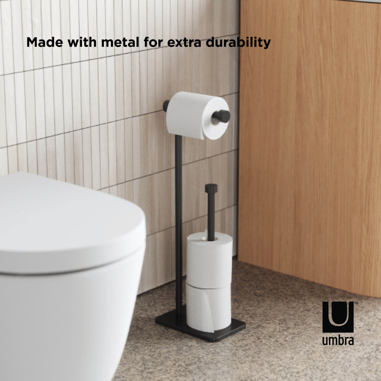 Black Freestanding Toilet Paper Holder with Reserve