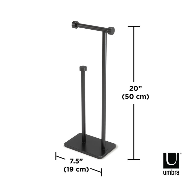 Black Freestanding Toilet Paper Holder with Reserve