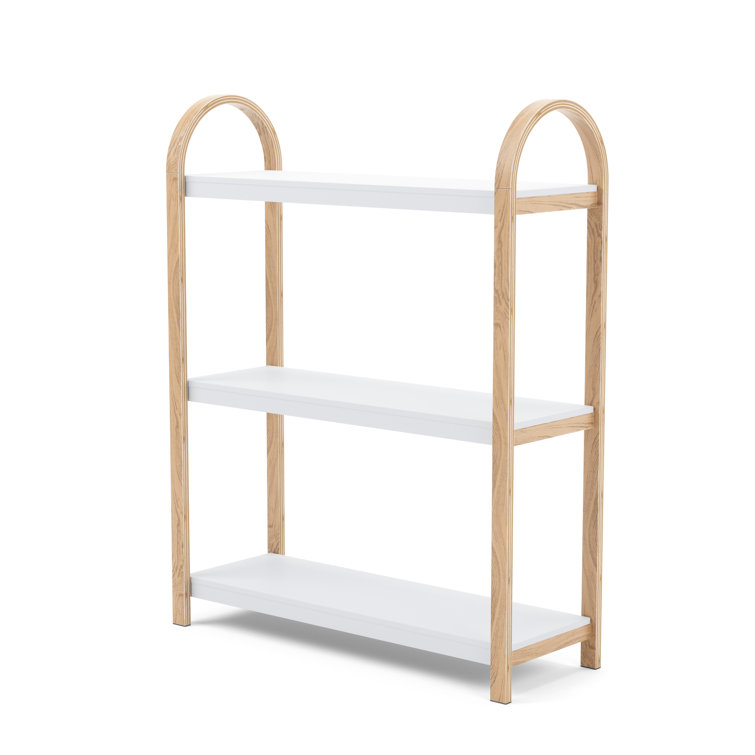 White and Natural Wood 3-Tier Freestanding Shelf