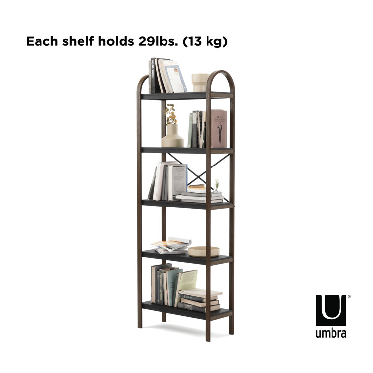 Bellwood Dark Brown Wood 5-Tier Over-the-Toilet Bookshelf