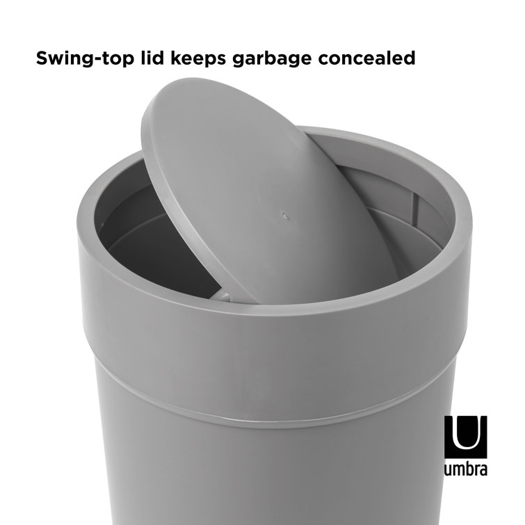 Sleek Touch 1.6 Gallon Gray Plastic Waste Bin with Swing Lid