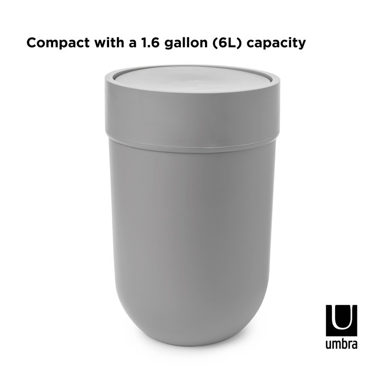 Sleek Touch 1.6 Gallon Gray Plastic Waste Bin with Swing Lid