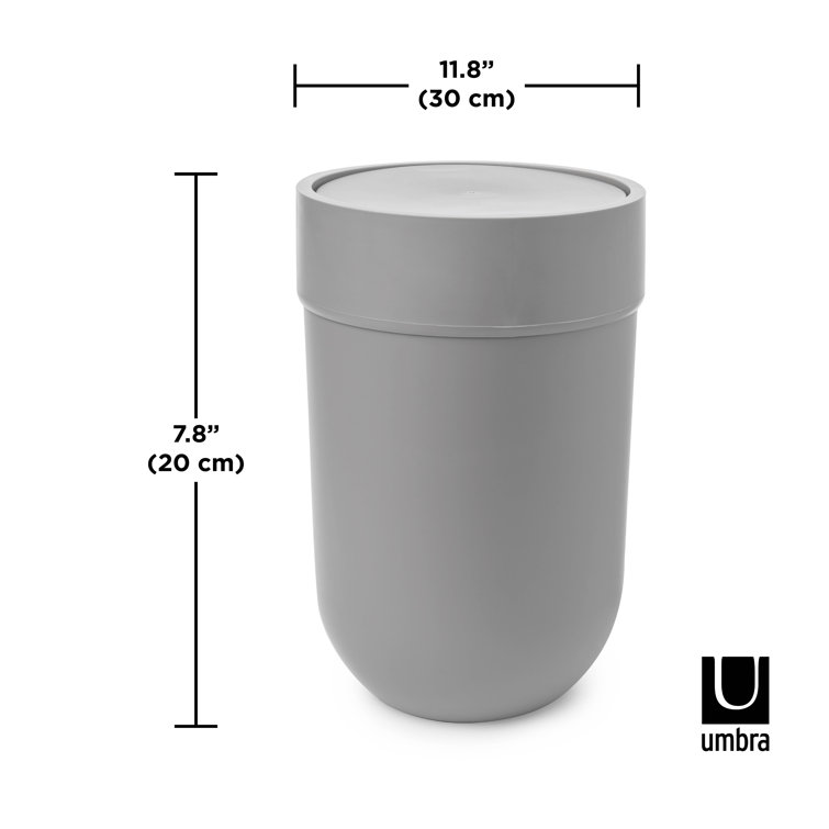 Sleek Touch 1.6 Gallon Gray Plastic Waste Bin with Swing Lid